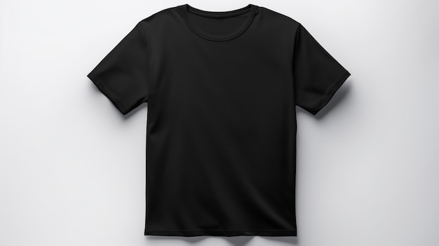 camiseta negra de cuello cero con fondo blanco