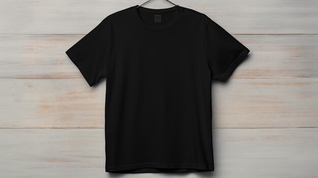 camiseta negra de cuello cero con fondo blanco