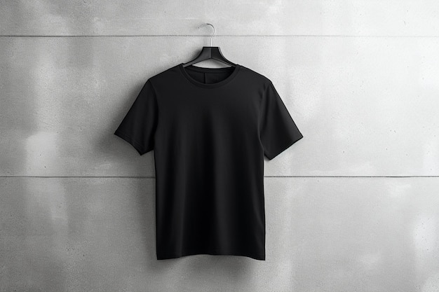 Camiseta negra doblada en maqueta de fondo minimalista para camiseta de marca