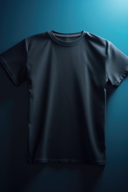 Camiseta negra con espacio de copia sobre fondo azul creado con tecnología generativa ai