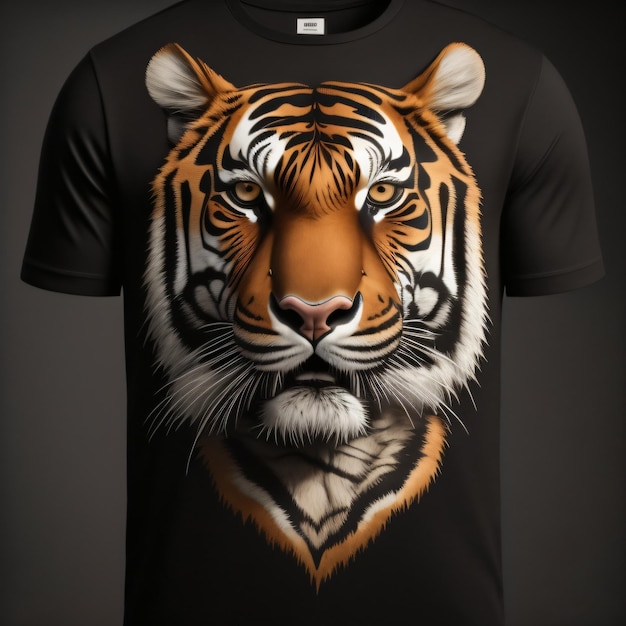 Camiseta negra con imagen de tigre