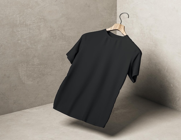 Camiseta negra levitando
