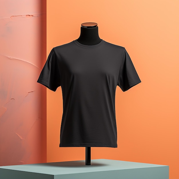 Foto camiseta negra posicionada para el diseño de maqueta maqueta