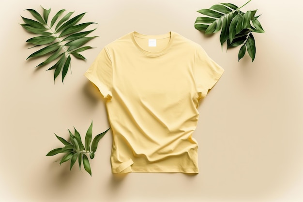 Una camiseta polo de color amarillo claro en blanco estilo maqueta generada por IA