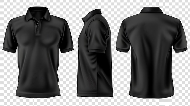 Foto camiseta polo negra estilo clásico masculino vista delantera y trasera ilustración vectorial