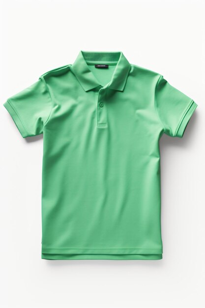 Camiseta de polo verde fondo blanco vista superior generada por la IA