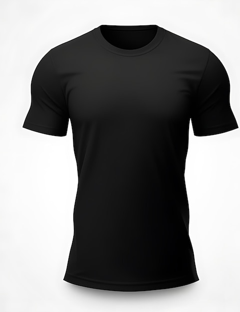 camiseta preta em branco com espaço vazio para o seu design em fundo branco maquete de camiseta de renderização 3D