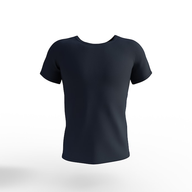 Camiseta preta isolada no fundo branco. renderização 3d