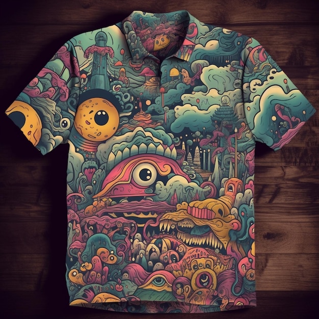 Una camiseta que tenga un diseño colorido.