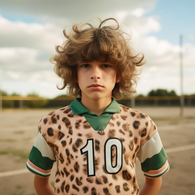 camiseta retro de fútbol para niños con cuello