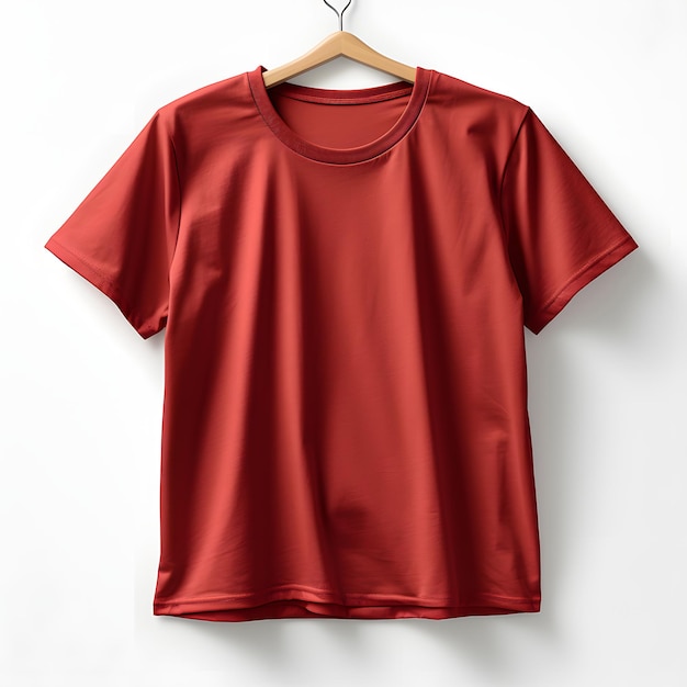 Camiseta roja en blanco con percha camiseta de manga corta