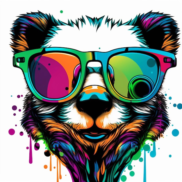 Camiseta de vector libre con ilustración de panda con gafas de sol.