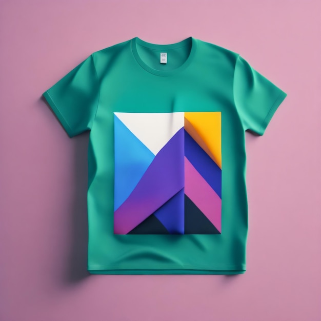 Una camiseta verde con un diseño colorido.