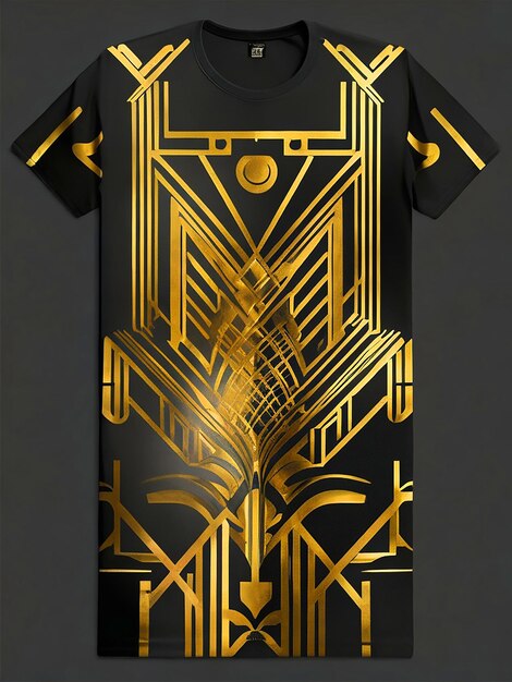 Foto camiseta una versión moderna de la estética art deco con patrones geométricos y colores audaces que evocan