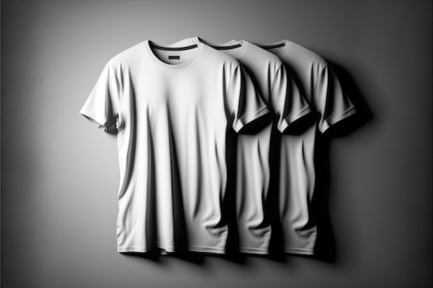 Camisetas blancas con espacio de copia sobre fondo gris Hecho por AIInteligencia artificial