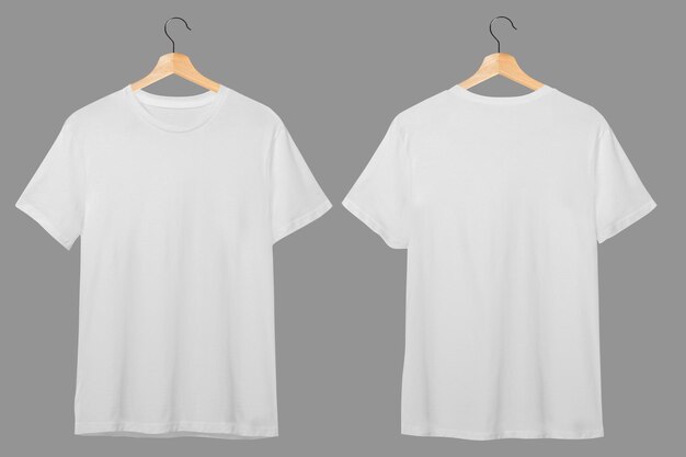 Foto camisetas blancas con espacio de copia sobre un fondo gris