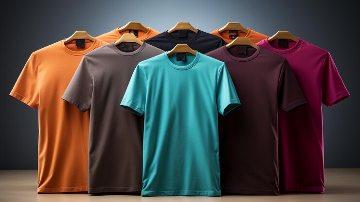 Camisetas coloridas en superficie de madera generativa ai