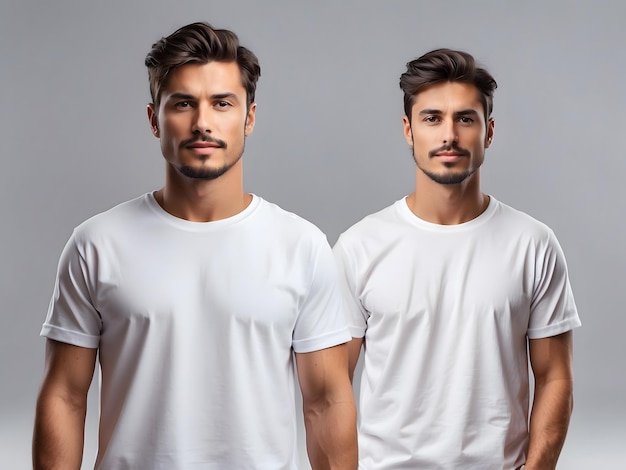 Camisetas masculinas elegantes en blanco y negro Mockup para el diseño con espacio de copia para el texto Diseño en blanco