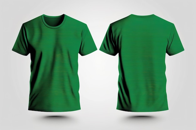 Camisetas verdes masculinas fotorrealistas con espacio de copia vista frontal y posterior Generado por IA