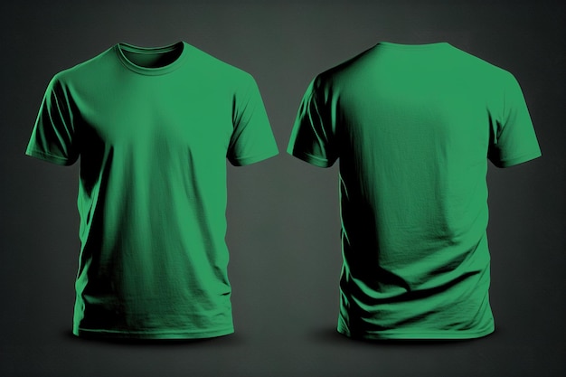 Camisetas verdes masculinas fotorrealistas con espacio de copia vista frontal y posterior Generado por IA