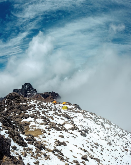 Campamento alto en el volcán iztaccíhuatl