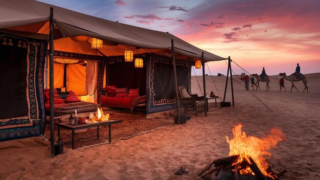 Foto campamento en el desierto de marruecos