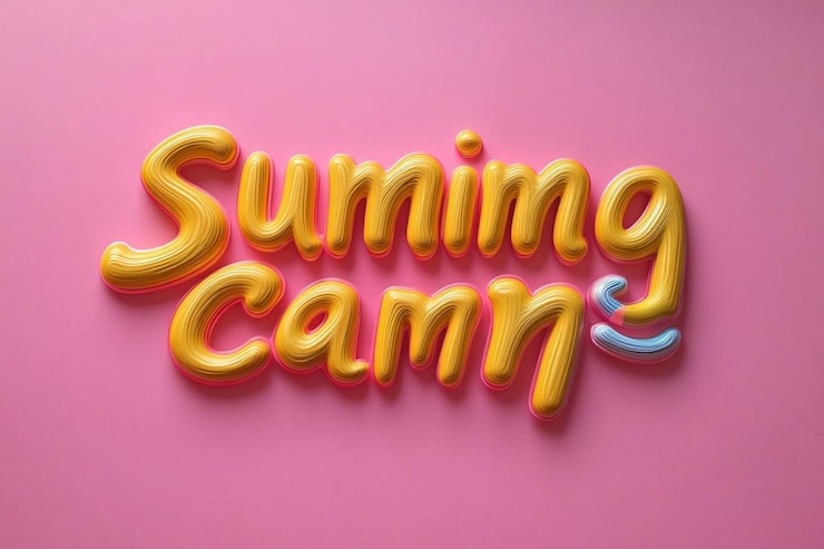 Foto el campamento de verano de inscripción en una vista superior de fondo de color