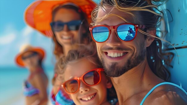 Foto campaña financiera de verano para la familia de la playa concepto campaña financeira de verano para la familia de la playa