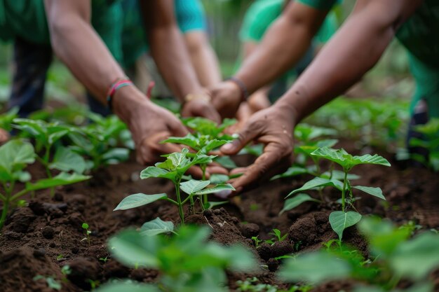 Campaña de la planta de ventosas de manos para salvar el medio ambiente