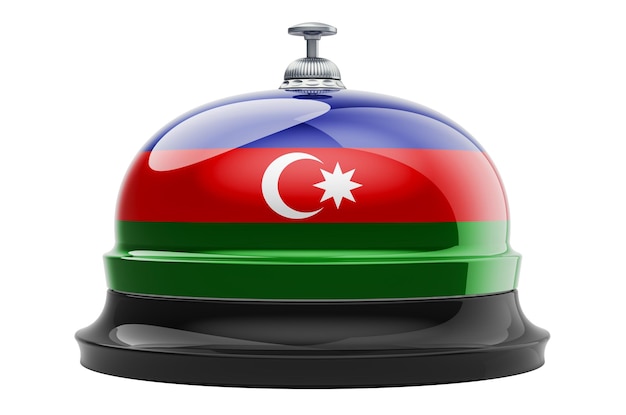 Campana de recepción con la bandera de Azerbaiyán 3D rendering aislado sobre fondo blanco.