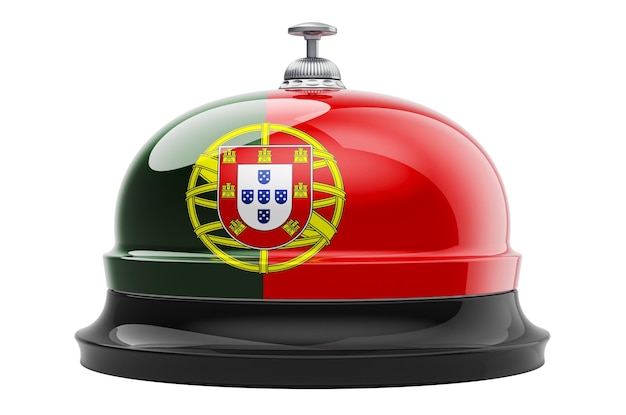 Campana de recepción con renderizado 3D de bandera portuguesa