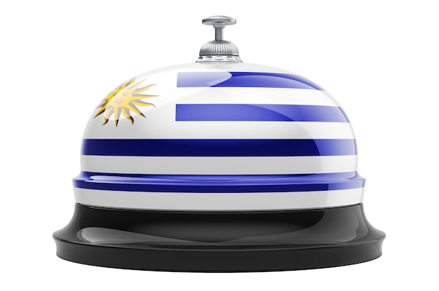 Campana de recepción con representación 3D de bandera uruguaya