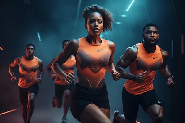 Campaña de ropa deportiva profesional con atletas