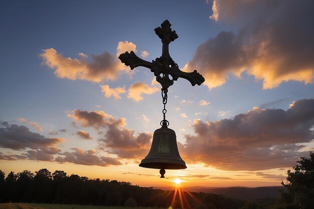 campanas de la iglesia al atardecer