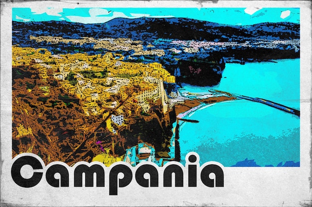 Campania Tarjeta postal de viaje vintage