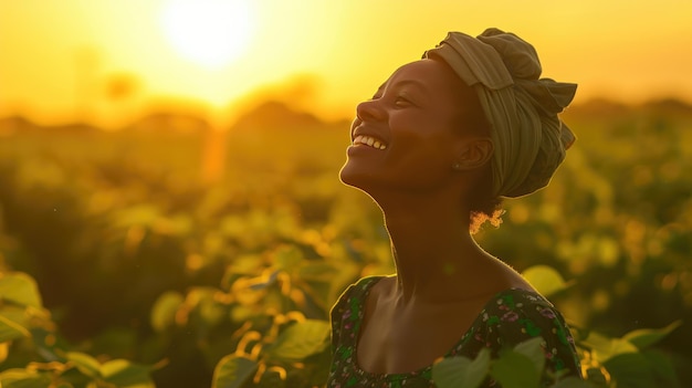 Campeona de la Naturaleza Agricultora brasileña abrazando la luz