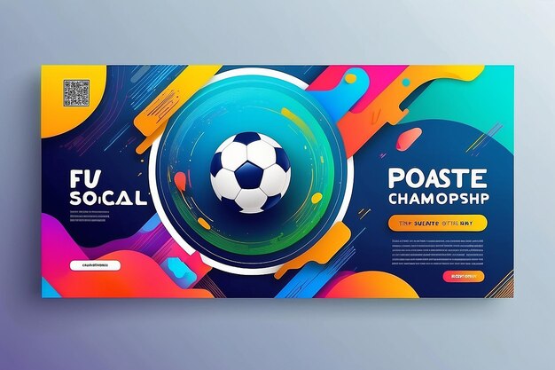 Foto campeonato mundial de futebol, mídia social, anúncios de banner na web ou flyer quadrado ou cartaz com gradiente, design de modelo colorido