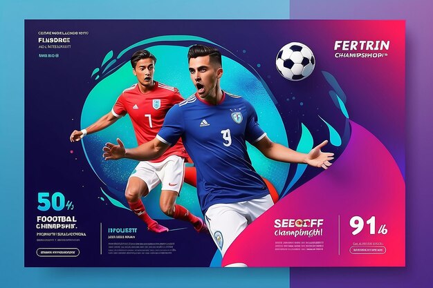 Foto campeonato mundial de futebol, mídia social, anúncios de banner na web ou flyer quadrado ou cartaz com gradiente, design de modelo colorido