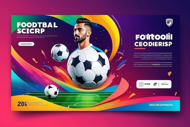 Foto campeonato mundial de futebol, mídia social, anúncios de banner na web ou flyer quadrado ou cartaz com gradiente, design de modelo colorido