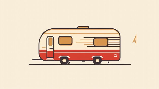 Foto camper-van-steak-logo-linienstil, einfach minimalistisch, farbenfrohe surfbus-vektorlinienillustration