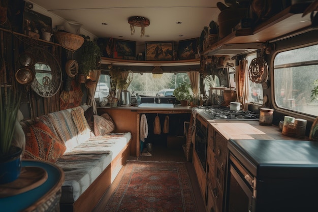 Camper vanlife interior moderno Generar Ai