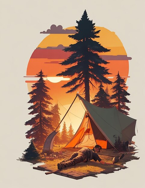 Camping Ai-Bild für das T-Shirt-Design