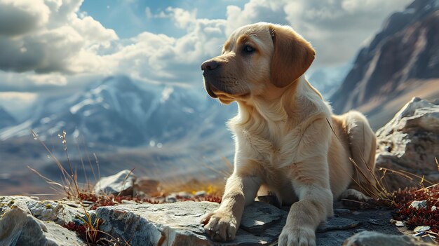 Camping-Lebensstil verbessert durch einen glücklichen Labrador Retriever Generative KI