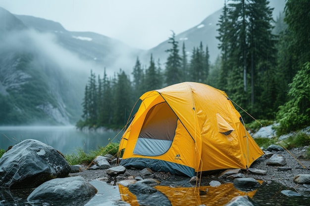 Camping mit Zelt im Park professionelle Fotografie