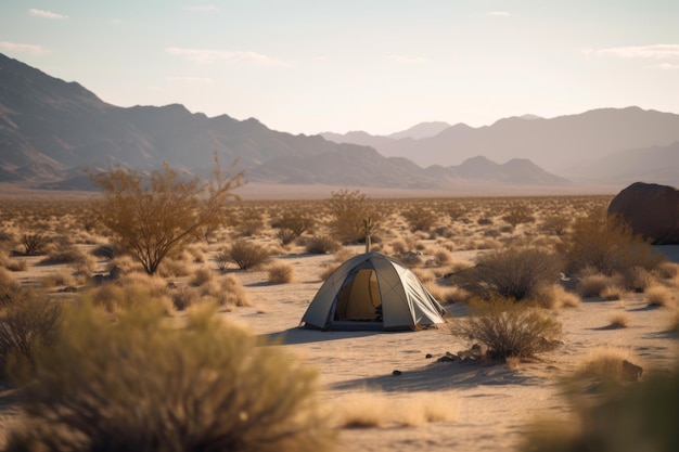 Camping en una sequía en el desierto generativo ai