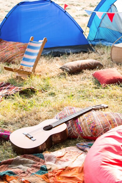 Camping vacío en festival de música