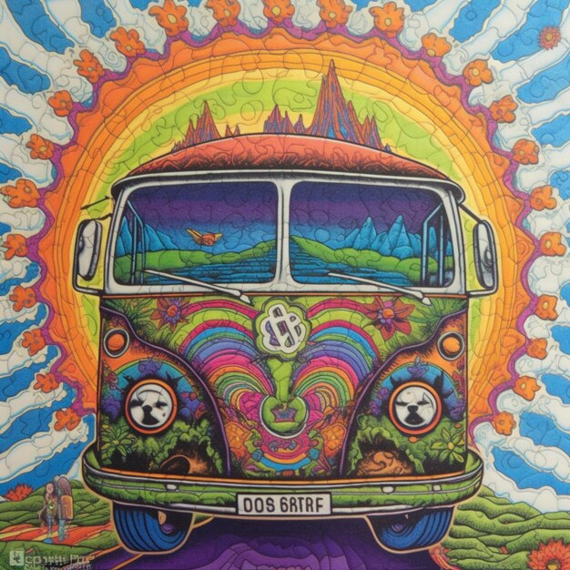 Campingwagen farbenfrohe Fantasie-Welt Hippie-Wagen-Kunst