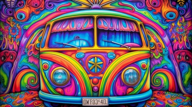 Campingwagen farbenfrohe Fantasie-Welt Hippie-Wagen-Kunst