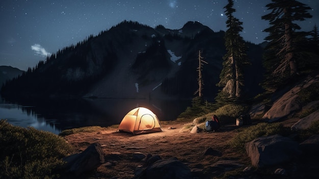 Campingzelt unter einer sternenklaren Nacht