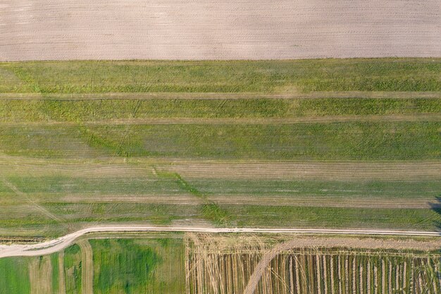 Campo agrícola agricultura vista desde arriba disparos con drones